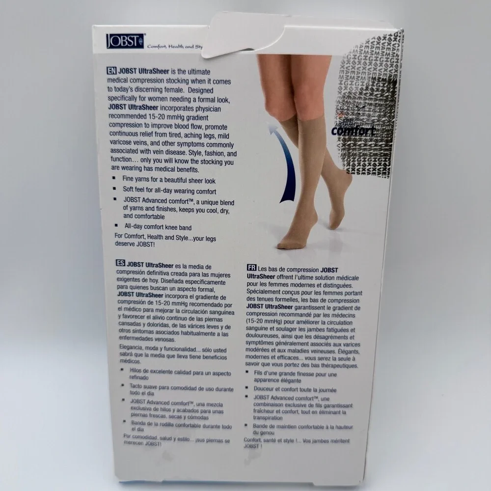 JOBST UltraSheer 15-20 mmHg Medical Compression Knee High Stockings Beige New‎